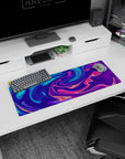 Neon Flow Dream mouse pad, 32x12 inches, with abstract liquid patterns in neon tones, perfect for colorful and artistic setups.