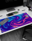 Large 40x20 inches Neon Flow Dream desk pad showcasing dynamic, colorful swirls for a vibrant and artistic workspace upgrade.