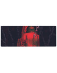 Compact 32x12 inches mouse pad with Shingeki no Kyojin design, blending crimson tones, haunting chains, and war-torn elements for an intense look.