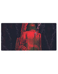 Mouse pad featuring Shingeki no Kyojin design, 32x16 inches, with a deep crimson palette and haunting chains for an intense anime-inspired look.