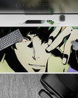 40x20 inches mouse pad showcasing Spike Spiegel with intense stare, high-contrast colors, and cinematic grain for a bold look.