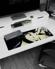 Artistic 32x12 inches mouse pad with Spike Spiegel, high contrast, and cinematic grain for a striking, bold Cowboy Bebop design.