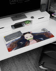 Anime mouse pad featuring Nezuko from Demon Slayer, 32x12 inches, with her flowing black hair and subtle red highlights.