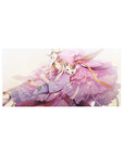 32x16 inches anime girl mouse pad with fox mask theme, pastel petals, ribbons, and cute cat companion.