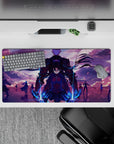 32x16 inches mouse pad with Rin Tohsaka and Archer from Fate/Stay Night, capturing their powerful presence with glowing weapons and vibrant skies.