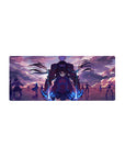 Mouse pad featuring Rin Tohsaka and Archer from Fate/Stay Night, 28x12 inches, with glowing weapons and an intense, epic charge.