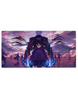 Mouse pad featuring Rin Tohsaka and Archer from Fate/Stay Night, 32x16 inches, with glowing weapons and an intense battle-ready atmosphere.