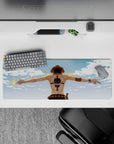 Powerful 32x12 mouse pad features Ace's indomitable spirit with intricate flame and tattoo artistry