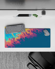 28x12 inches mouse pad with multicolored hexagon patterns in a beautiful gradient, bringing lively, creative energy to your desk setup.