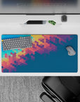 32x16 inches mouse pad with a vibrant pattern of hexagons blending into a colorful gradient, ideal for creative and lively workspaces.