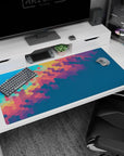 Large 40x20 inches desk pad featuring multicolored hexagons in a flowing gradient pattern, perfect for adding bold, vibrant aesthetics to your workspace.