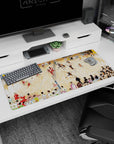 36x16 inches anime desk pad featuring a black-and-orange spiker mid-air over the net as red defenders scramble.