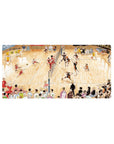 32x16 inches anime mouse pad with full-court volleyball match, net split, spike jump, scoreboard 20-21.