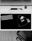 Midnight black and crisp white mouse pad, 32x16 inches, bold contrast with a red eye.