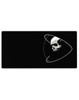 Skull with orbit lines extended mouse pad, 32x16 inches, cosmic minimalist desk mat.