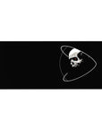 Cosmic skull desk pad with white orbit lines and a red eye, extended 36x16 inches.