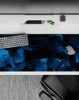 36x16 inches mouse pad with a sleek abstract blue design, featuring layered transparent squares for a tech-inspired and minimalist vibe.