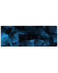 Compact 32x12 inches mouse pad with an abstract blue design, featuring transparent layered squares that create depth for a minimalist vibe.