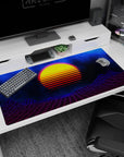 Vaporwave design on 40x20 desk mat perfect for adding cosmic nostalgia to your workspace or gaming setup