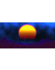 Cosmic Sunset Grid desk mat 36x16 with starry skies and grid theme for immersive synthwave-inspired decor