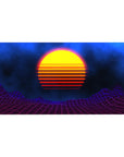 Cosmic Sunset Grid desk mat 40x20 featuring deep space and vibrant grid lines for bold synthwave style