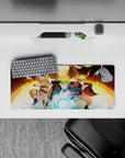 28x12 inches mouse pad showcasing Naruto’s evolution from ninja to Hokage, capturing his fiery energy and growth.