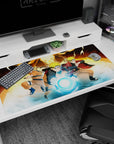 Large 40x20 inches desk pad showcasing Naruto’s evolution, with three iconic forms symbolizing his powerful journey.