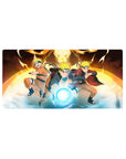 Mouse pad featuring Naruto, 32x16 inches, showcasing his growth from aspiring ninja to Hokage, with fiery jutsu energy.