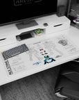 Mobile Suit Gundam SEED desk pad featuring Kira Yamato beneath Strike Gundam layout, 36x16 inches.