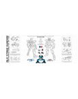 32x12 inches anime mouse pad with Strike Gundam blueprint layout, labeled parts, fine linework and decals.