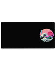 Retro Wave Odyssey mouse pad 32x16 featuring wave crashing into neon mountains for dynamic workspace energy