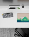14x10 inches mouse pad featuring green mountains and soft peach skies, creating a peaceful, calming workspace for precision control.