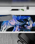 Action-themed Jujutsu Kaisen desk pad 36x16 highlighting a determined warrior's strength and precision