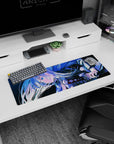 Vivid 32x12 Jujutsu Kaisen mouse pad featuring an intense warrior aesthetic for anime-inspired desks
