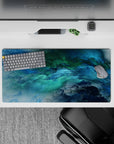 32x16 inches mouse pad with oceanic abstract design, capturing blue and green hues for a calming, dynamic touch to your desk setup.