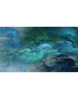 Desk pad featuring oceanic abstract design, 40x20 inches, with swirling blue and green hues for a calm and dynamic workspace vibe.