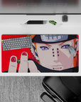 32x16 inches Naruto desk mat with bold red background and a dark, edgy vibe for fast gaming control.