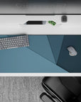 Striking 36x16 mousepad highlights calming blue tones and precise geometric details in stunning simplicity