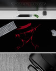 40x20 inches desk pad with Shanks from One Piece, showcasing his enigmatic power in a minimalist design with dark silhouette and red accents.
