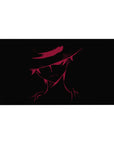 Desk pad featuring Shanks from One Piece, 40x20 inches, in a dark silhouette with intense red accents, capturing his commanding and mysterious aura.
