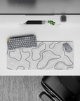 28x12 inches mouse pad with black and white contour design, blending bold lines and clean space for a sleek, modern feel.