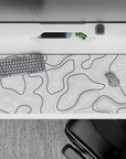 36x16 inches desk pad with black and white contour design, capturing bold black lines and clean white space for a sleek, modern setup.