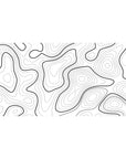 Desk pad featuring black and white contour design, 40x20 inches, with bold black lines on a clean white background for a modern, minimalist look.