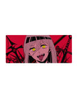Nayuta Control Devil 28x12 mouse pad with glowing eyes, razor-sharp fangs, and a crimson battlefield, perfect for a bold and intense workspace