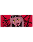 Nayuta Control Devil 32x12 mouse pad featuring glowing eyes, sharp fangs, and a crimson battlefield for a bold and intense workspace experience