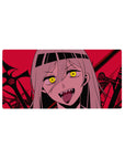 Nayuta Control Devil 32x16 mouse pad with glowing eyes, razor-sharp fangs, and a crimson battlefield, creating an intense and chaotic desk atmosphere