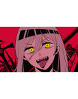 Nayuta Control Devil 40x20 desk pad featuring glowing eyes, razor-sharp fangs, and a crimson battlefield for an intense, unhinged anime vibe