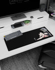 Fox-eared anime girl lounging in amber shades on a 32x12 inches mouse pad, playful gaming desk mat.