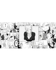 Manga collage anime girl desk pad 36x16 inches with comic panels, smirks, poses, and speech bubbles.
