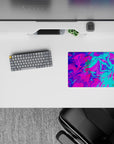 Electric 14x10 mouse pad with swirling neon pink, electric blue, and purple for a colorful and creative boost to your desk